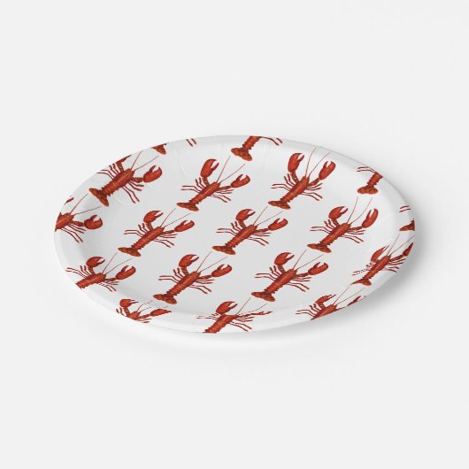 Hummermalerei an der Küste des nautischen Musters Pappteller (Schrägansicht)