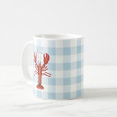Hummermalerei an der Küste Gingham Muster Kaffeetasse (Vorderseite Links)