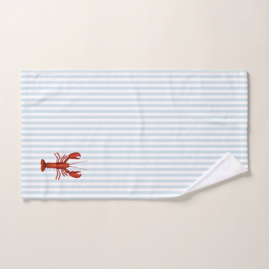 Hummermalerei Nautical Blue Stripe Coastal Badhandtuch Set (Handtuch)