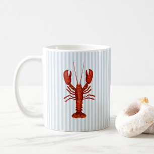 Hummermalerei Nautical Blue Stripe Coastal Kaffeetasse