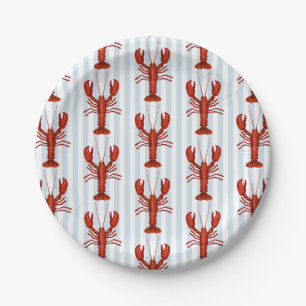 Hummermalerei Nautical Blue Stripe Coastal Pappteller