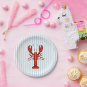 Hummermalerei Nautical Blue Stripe Coastal Pappteller (Party)