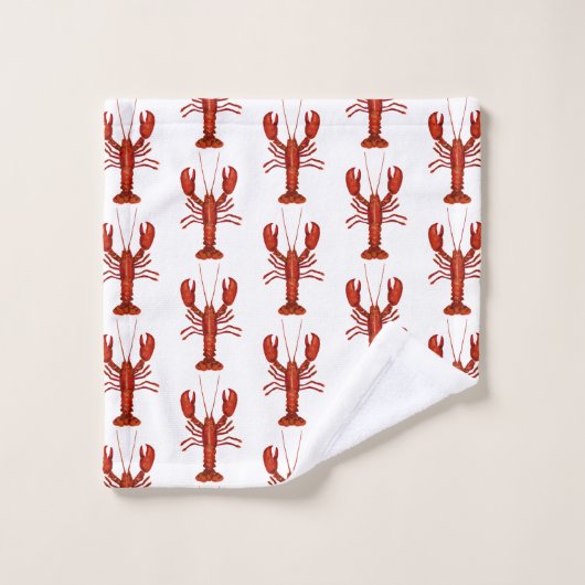 Hummermalerei Nautisches Küstenmuster Badhandtuch Set (Waschlappen)