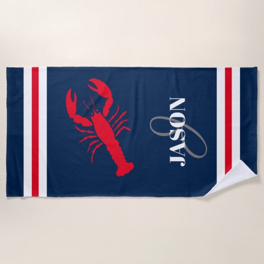 Hummermarineblau- u. -ROTstreifen des Strandtuch (Vorderseite)