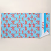 Hummermuster auf Sea Blue Personalisiert Strandtuch (Vorderseite)