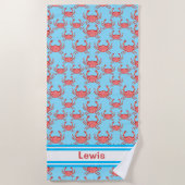 Hummermuster auf Sea Blue Personalisiert Strandtuch (Vorderseite)