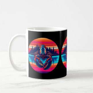 Hummernfischen Sonnenuntergang Retro-Stil Vintage  Kaffeetasse