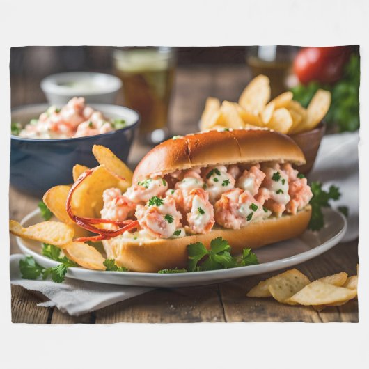 Hummerrollen und Kartoffelchips Fleecedecke (Vorderseite (Horizontal))