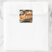 Hummerrollen und Kartoffelchips Quadratischer Aufkleber (Tasche)