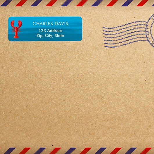 Hummerrot-blaue Rücksendeadresse