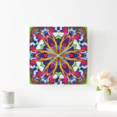 Hummers Kaleidoscope Quadratische Wanduhr (Zuhause)