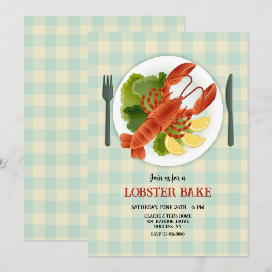 Hummerspeise Einladung (Vorne/Hinten)