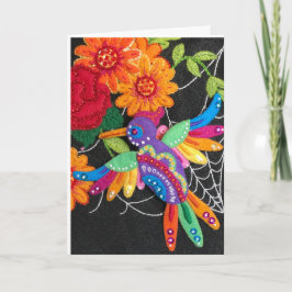 Hummiingbird Felt Sequin Beads Stitched Pretty Karte