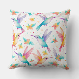 Humming bird and floral pastel watercolor pattern kissen