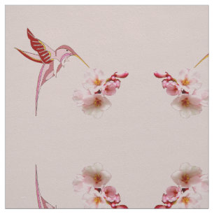 Humming Bird & Cherry Blossom Stoff