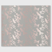 Humming-bird Floral Tropic Summer Pink Gray Geschenkpapier (Flach)
