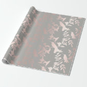 Humming-bird Floral Tropic Summer Pink Gray Geschenkpapier (Ungerollt)