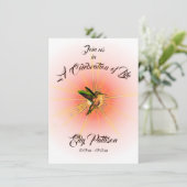 Humming Bird, Gedenkfeier des Lebens Einladung (Stehend Vorderseite)