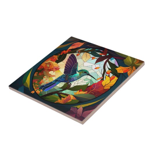 Humming Bird gestettetes Glas Fliese (Seite)