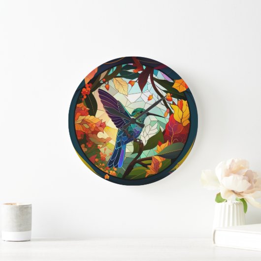 Humming Bird gestettetes Glas Große Wanduhr (Zuhause)