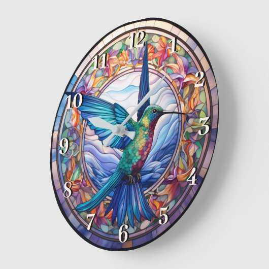 Humming Bird Glass Effect Abstrakte Malerei Art Große Wanduhr (Winkel)