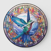 Humming Bird Glass Effect Abstrakte Malerei Art Große Wanduhr (Vorderseite)
