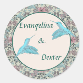Humming bird & Hibiscus - wedding sticker