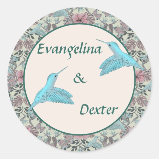 Humming bird & Hibiscus - wedding sticker (Vorderseite)