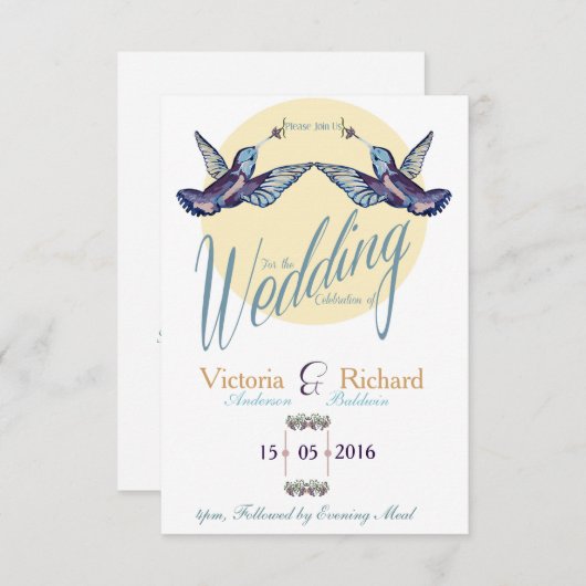 Humming Bird Hochzeitseinladung Einladung (Vorne/Hinten)