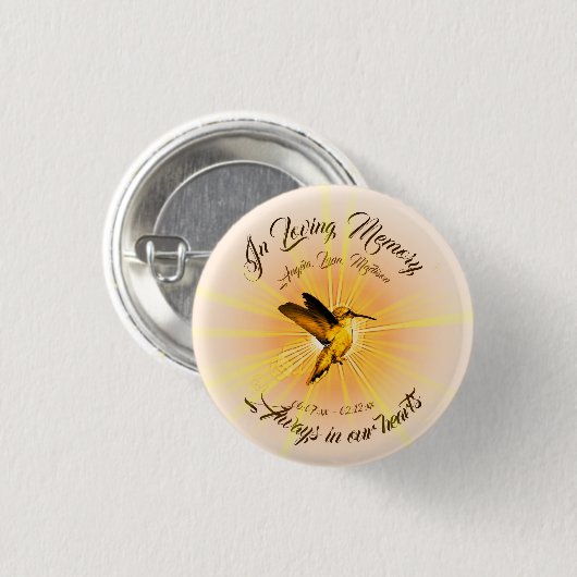 Humming Bird in Love Memory Schlüsselanhänger Ston Button (Vorne & Hinten)