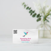 Humming-Bird-Logo | QR Code Business Card Visitenkarte (Stehend Vorderseite)