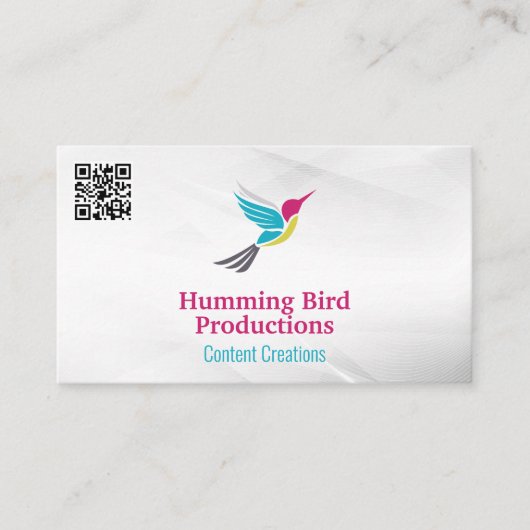 Humming-Bird-Logo | QR Code Business Card Visitenkarte (Vorderseite)
