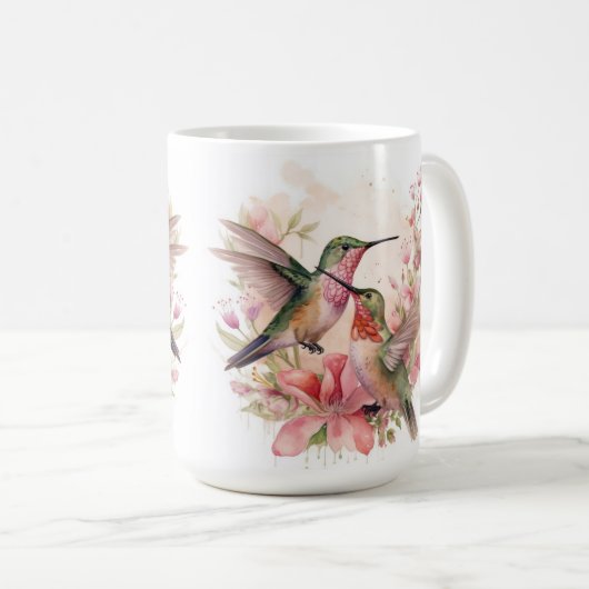 Humming-Bird-Partnerschaft mit Blume Kaffeetasse (VorderseiteRechts)