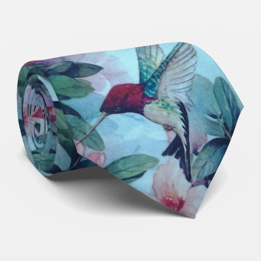 Humming Bird Print Krawatte (Gerollt)