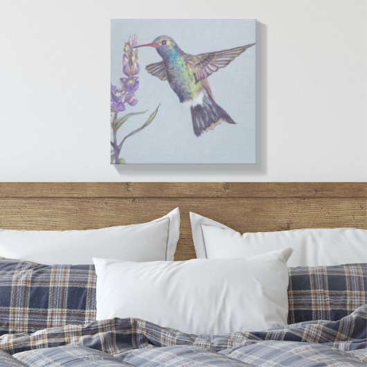 Humming Bird Stretched Canvas Print Leinwanddruck (Insitu (Schlafzimmer))