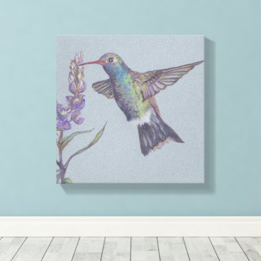 Humming Bird Stretched Canvas Print Leinwanddruck (Insitu (Holzboden))