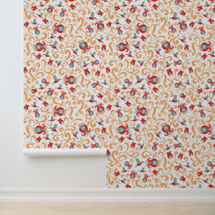 Humming Bird und moderne, kühne Blume Muster Tapete