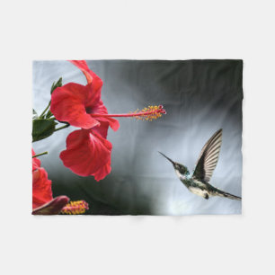 Humming Bird und Rote Blume Fleecedecke