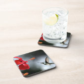 Humming Bird und Rote Blume Getränkeuntersetzer (Rechte Seite)