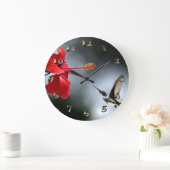 Humming Bird und Rote Blume Große Wanduhr (Zuhause)