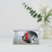 Humming Bird und Rote Blume Visitenkarte (Stehend Vorderseite)