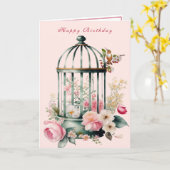 Humming Birds Birdcage Spring Blumen Karte (Gelbe Blume)