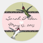 Humming Birds Grunge Herz mit Flügeln Runder Aufkleber (Vorderseite)