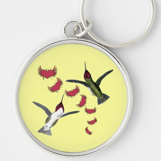 Humming Birds Grunge Herz mit Flügeln Schlüsselanhänger (Vorne)