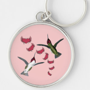 Humming Birds Grunge Herz mit Flügeln Schlüsselanhänger
