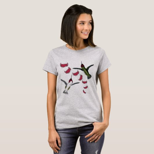 Humming Birds Grunge Herz mit Flügeln T-Shirt (Vorne ganz)