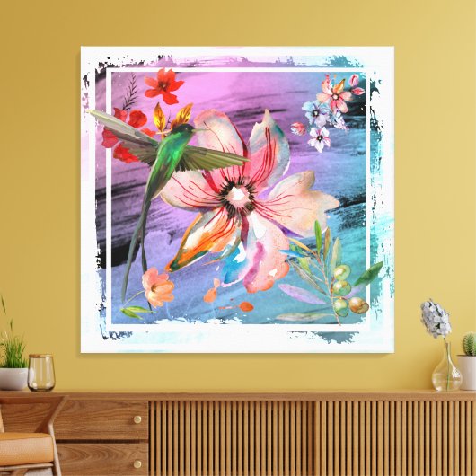 Humming Floral Leinwanddruck (Insitu (Wohnzimmer))