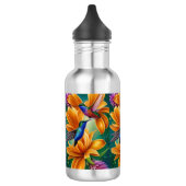 Humming Vögel auf orangefarbenen Blüten Edelstahlflasche (Links)