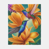Humming Vögel auf orangefarbenen Blüten Fleecedecke (Vorderseite)