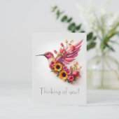 Humming Vogel fliegt Denken Sie an Sie Postkarte (Stehend Vorderseite)